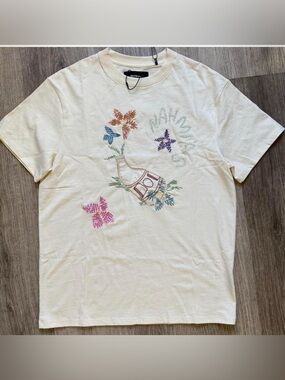 NAHMIAS Embroidered Floral Butterfly Tee - Cream